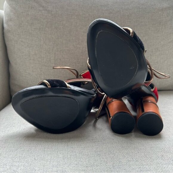 Tom Ford Rare Vintage Leather Suede Patchwork Ankle Strap Sandals Size 37 - Picture 10 of 11